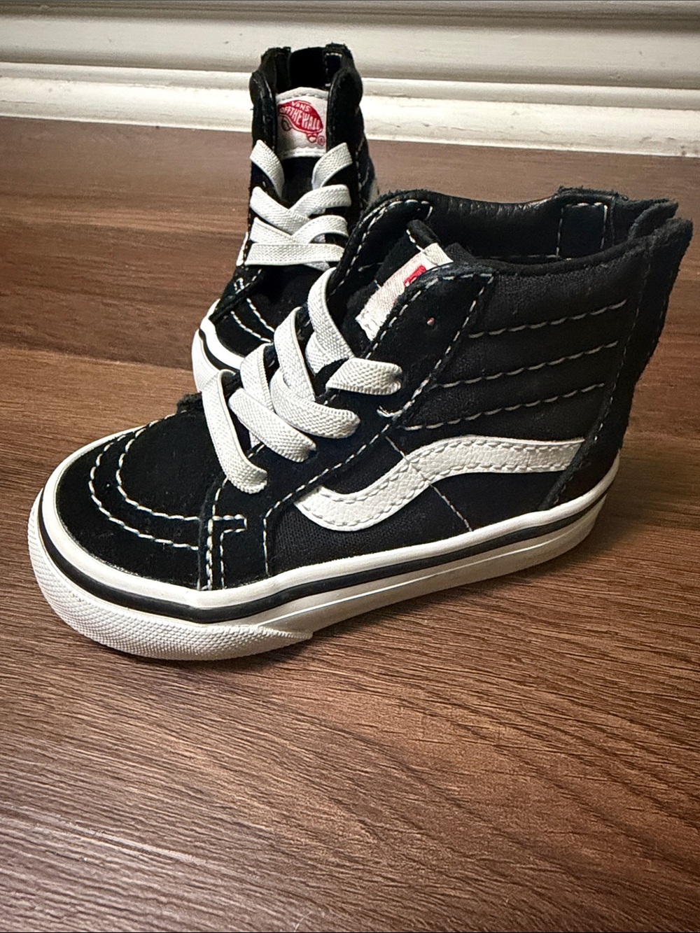 Vans Toddler Black and White High-Top Skate Sneakers